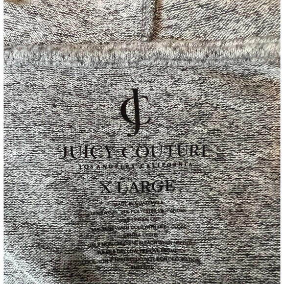 Juicy Couture Hooded Soft Sweater  Women's XL  Gray Embellished Kangaroo Pocket - Picture 5 of 6